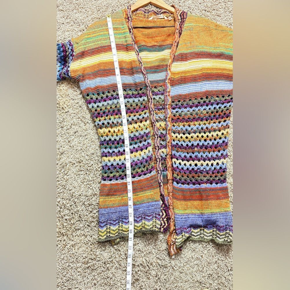 Soft Surroundings Purple, Brown & Yellow Crochet Cardigan - Picture 4 of 7